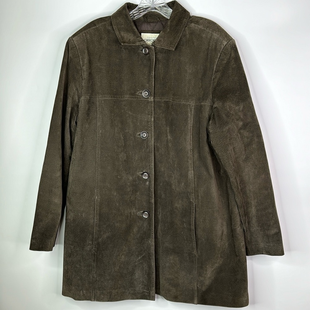 Vintage Cherokee Brown Leather Button Front Jacket Size 18W 90s